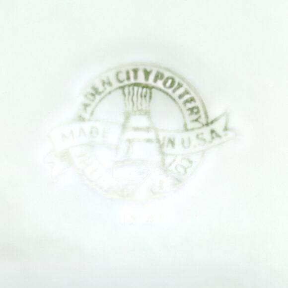 Paden City Pottery Mid-Century Modern Yellow Floral Striped plate Set of 2 9.5" - Picture 2 of 3